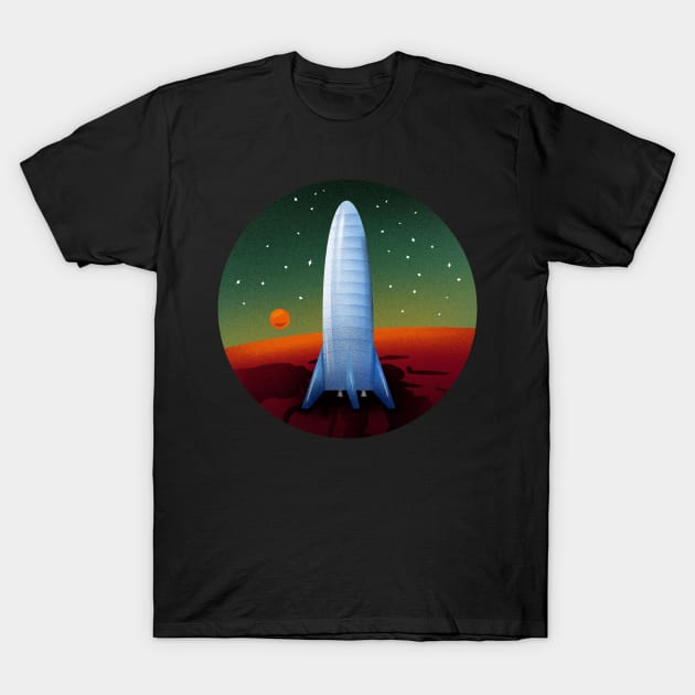 Spaceship on mars T-Shirt by InkyArt